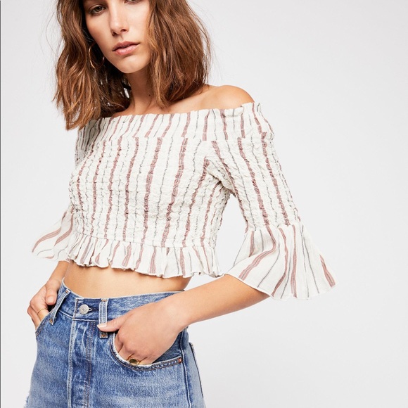 Free People striped off the shoulder crop - Picture 6 of 6